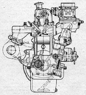 Przekrj poprzeczny 4-cylindrowego silnika benzynowego samochodu Ford Granada 2.0L